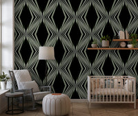 Black and White Geometric Diamond Prism - MALCOLM Wallpaper⁠