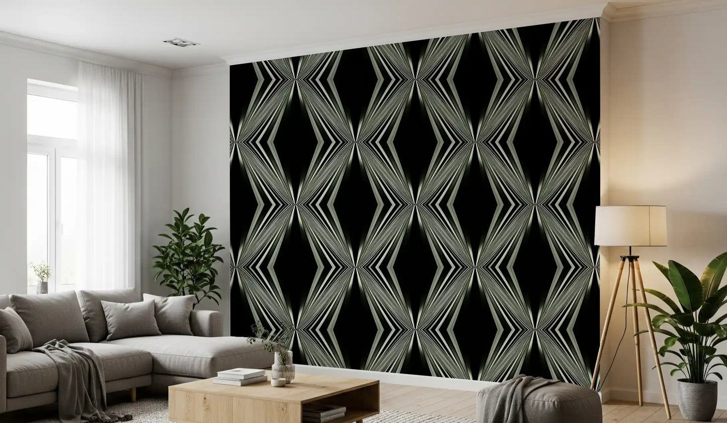 Black and White Geometric Diamond Prism - MALCOLM Wallpaper⁠
