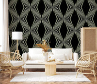 Black and White Geometric Diamond Prism - MALCOLM Wallpaper⁠