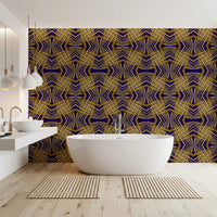 Indigo & Gold Geometric Art Deco Sunburst Laticce - OCTOBER Wallpaper