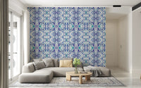 Blue & Teal Contemporary Ornamental Tile - ANDORRA Wallpaper