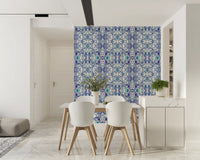 Blue & Teal Contemporary Ornamental Tile - ANDORRA Wallpaper