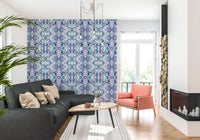 Blue & Teal Contemporary Ornamental Tile - ANDORRA Wallpaper