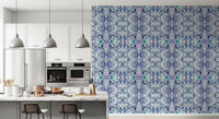 Blue & Teal Contemporary Ornamental Tile - ANDORRA Wallpaper