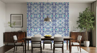 Blue & Teal Contemporary Ornamental Tile - ANDORRA Wallpaper