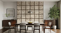 Ginkgo shoji screen mural on a calm dining room feature wall GD11495