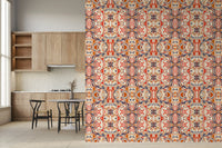 Orange & Red Contemporary Ornamental Tile - ANDORRA Wallpaper