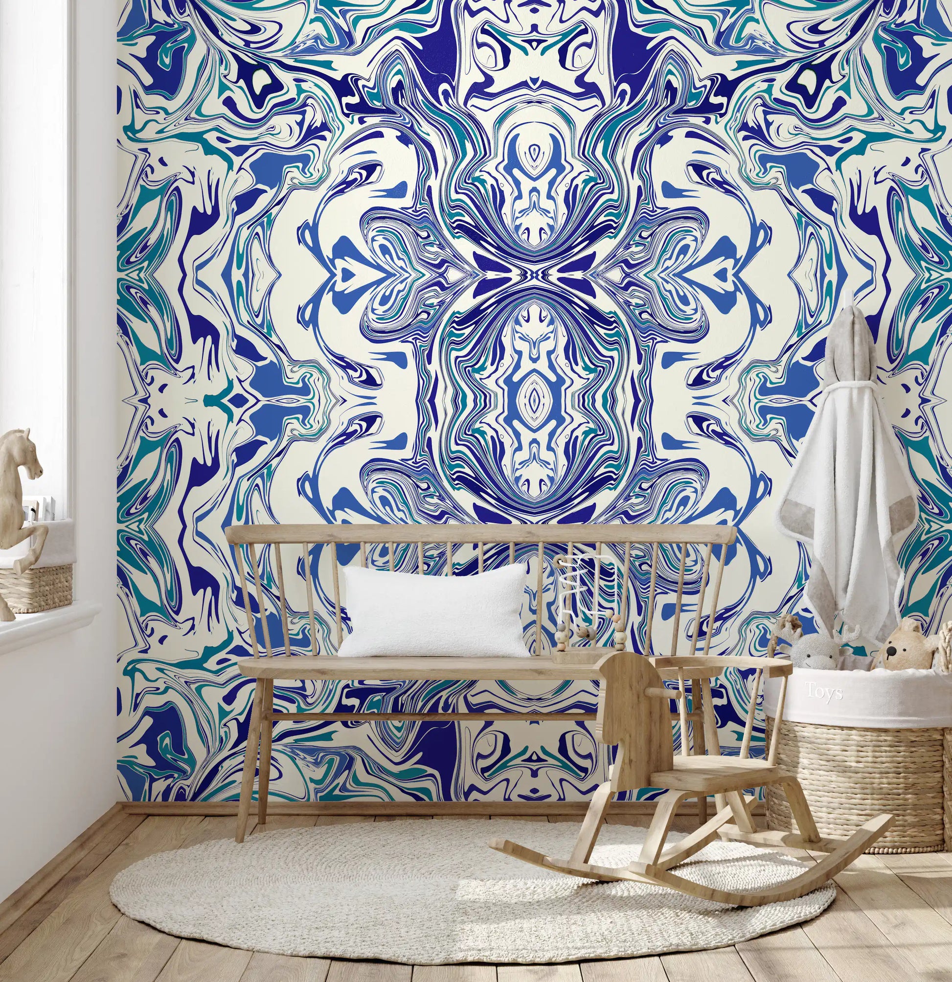Blue & Teal Contemporary Ornamental Tile -  ANDORRA Wall Mural Wall Mural