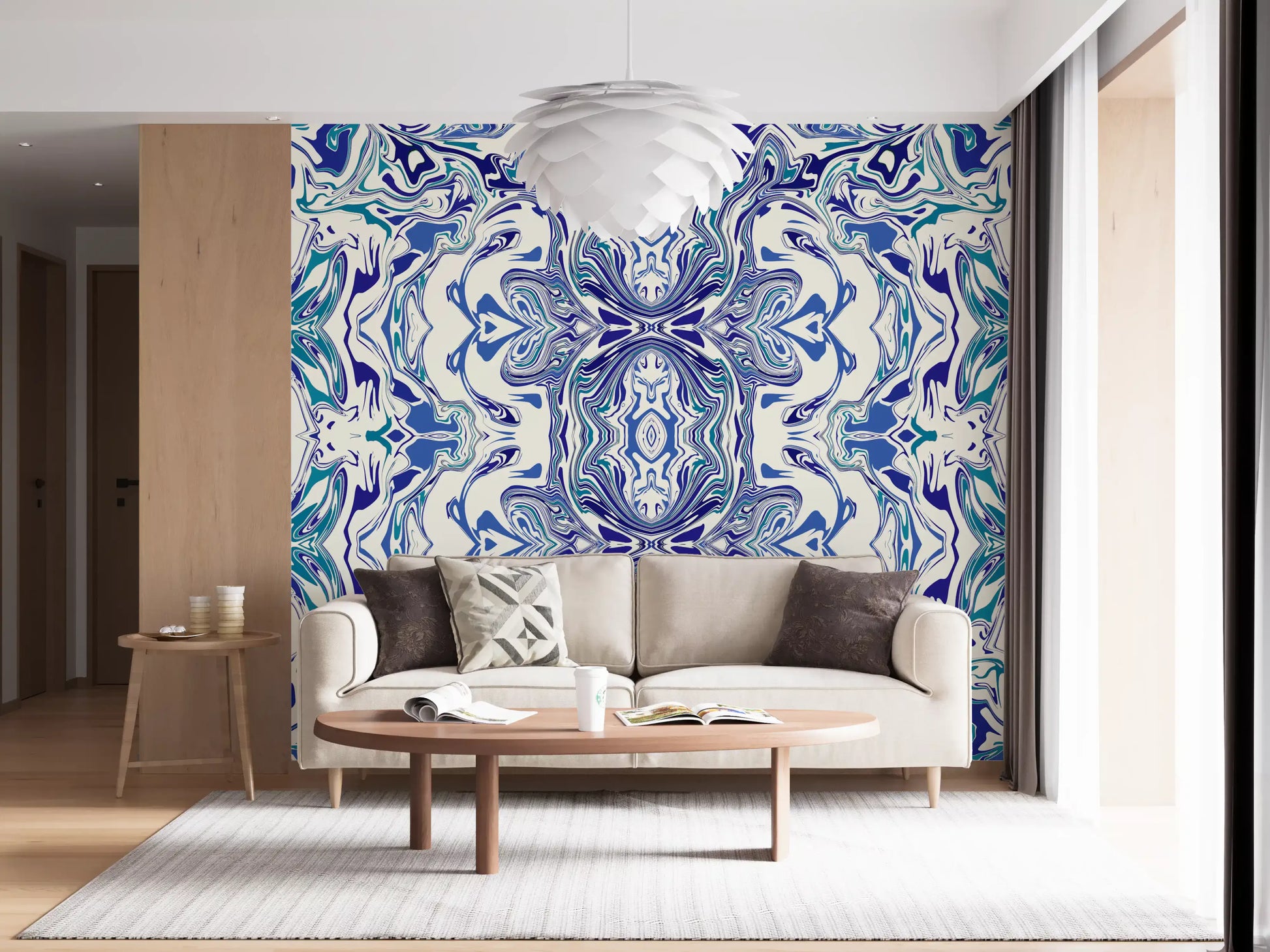 Blue & Teal Contemporary Ornamental Tile -  ANDORRA Wall Mural Wall Mural