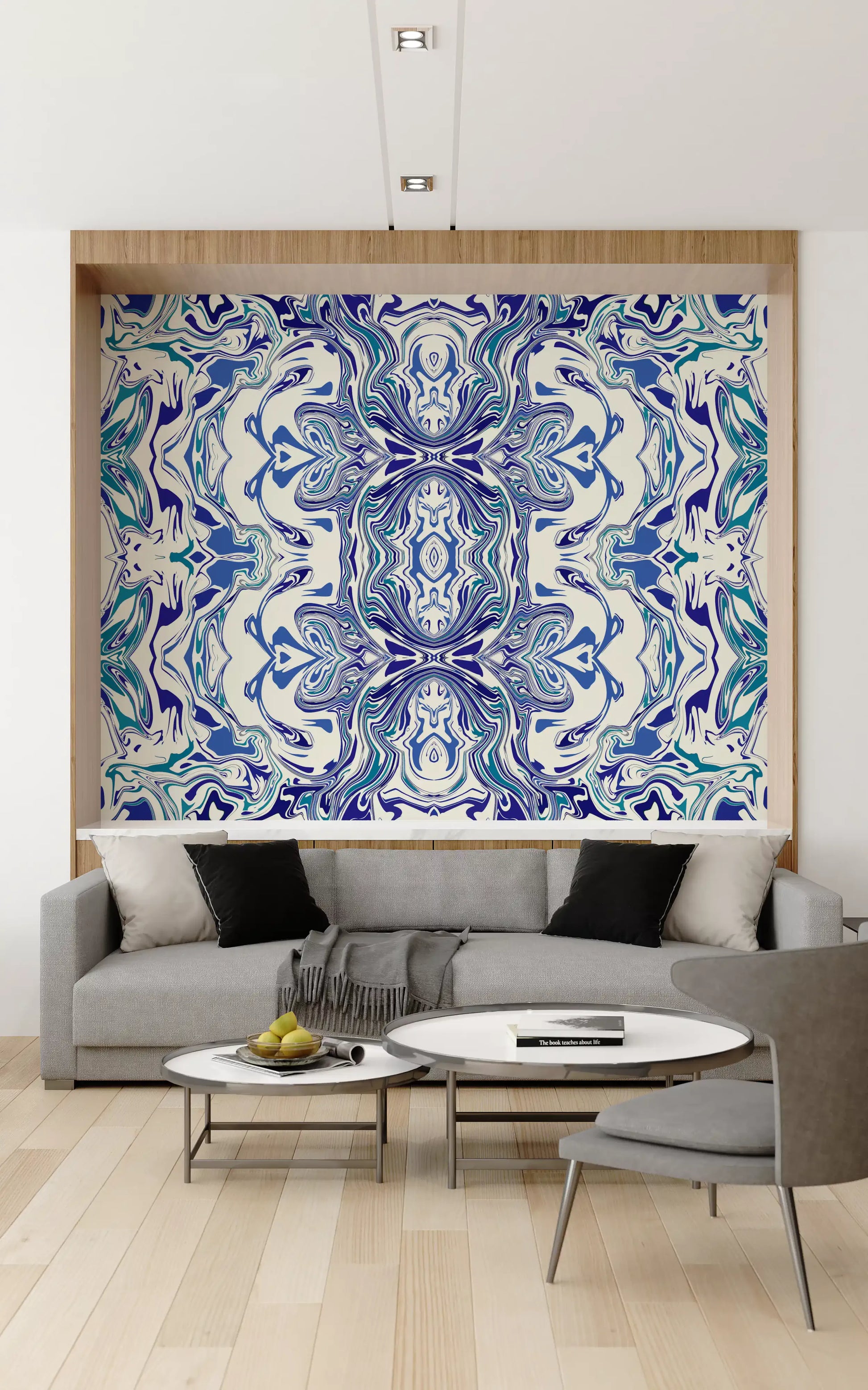 Blue & Teal Contemporary Ornamental Tile -  ANDORRA Wall Mural Wall Mural