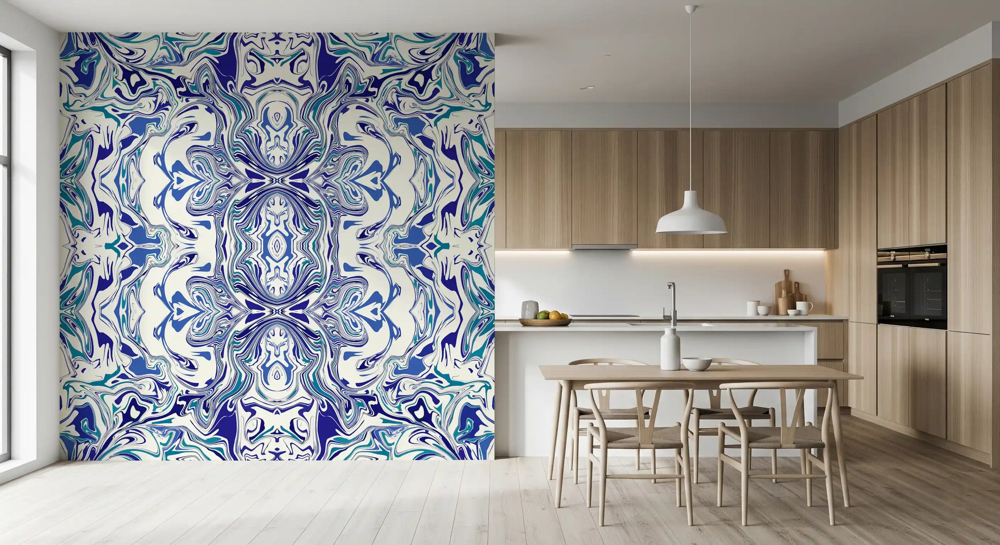 Blue & Teal Contemporary Ornamental Tile -  ANDORRA Wall Mural Wall Mural