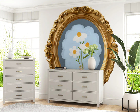 Gold Frame Daisy Wall Mural