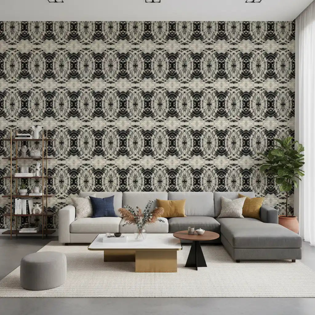 Sculptural Geometric Illusion in Black and Ivory - MOSQUITO Wallpaper