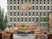 Sculptural Geometric Illusion in Black and Ivory - MOSQUITO Wallpaper