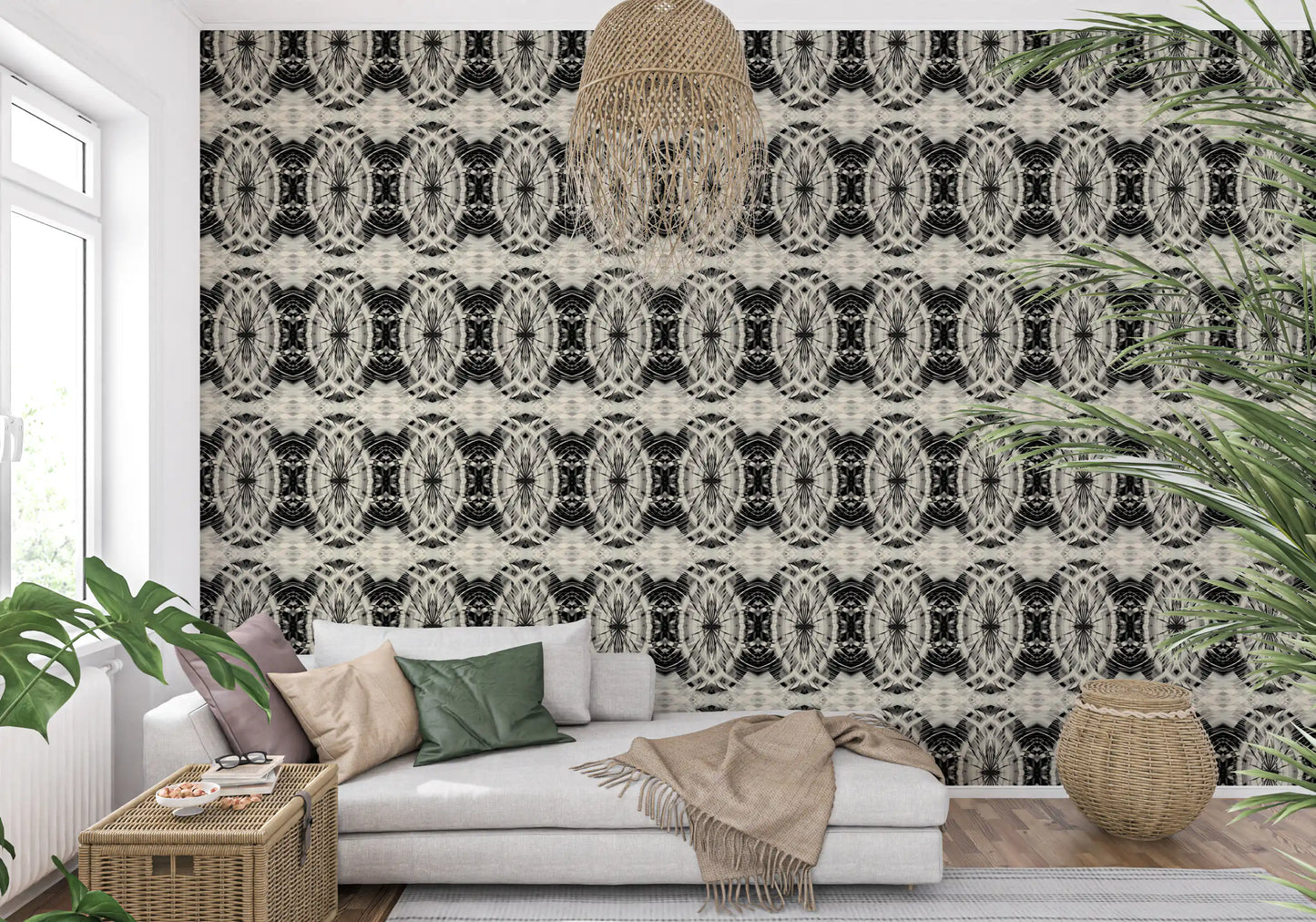 Sculptural Geometric Illusion in Black and Ivory - MOSQUITO Wallpaper