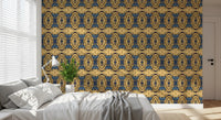 Cobalt Blue & Yellow Retro Geometric Medallion - MOSQUITO  Wallpaper⁠