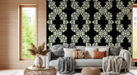 Black & Ivory Diamond Floral Lattice – CARDAMINE Wallpaper⁠