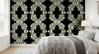 Black & Ivory Diamond Floral Lattice – CARDAMINE Wallpaper⁠
