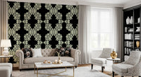 Black & Ivory Diamond Floral Lattice – CARDAMINE Wallpaper⁠
