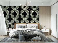 Black & Ivory Diamond Floral Lattice – CARDAMINE Wallpaper⁠