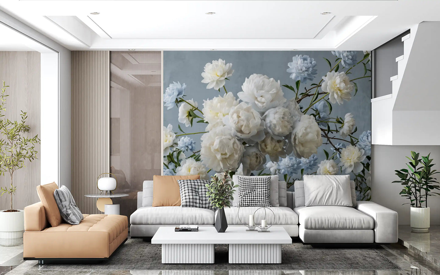 Ethereal Blue Blossom Wall Mural