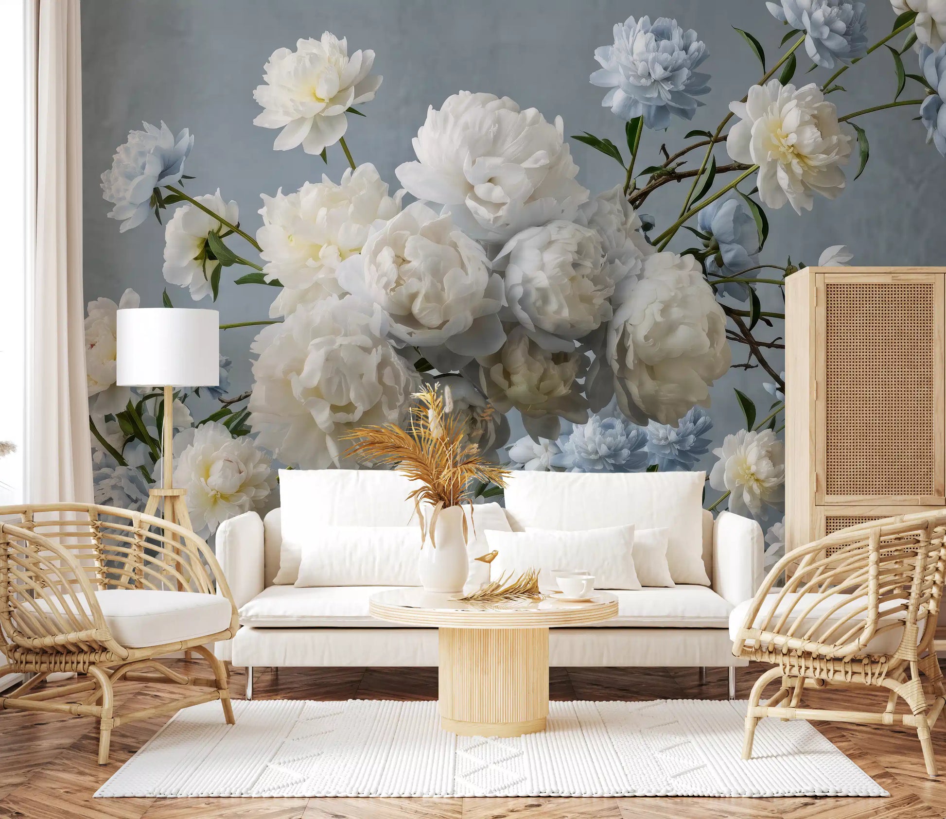 Ethereal Blue Blossom Wall Mural