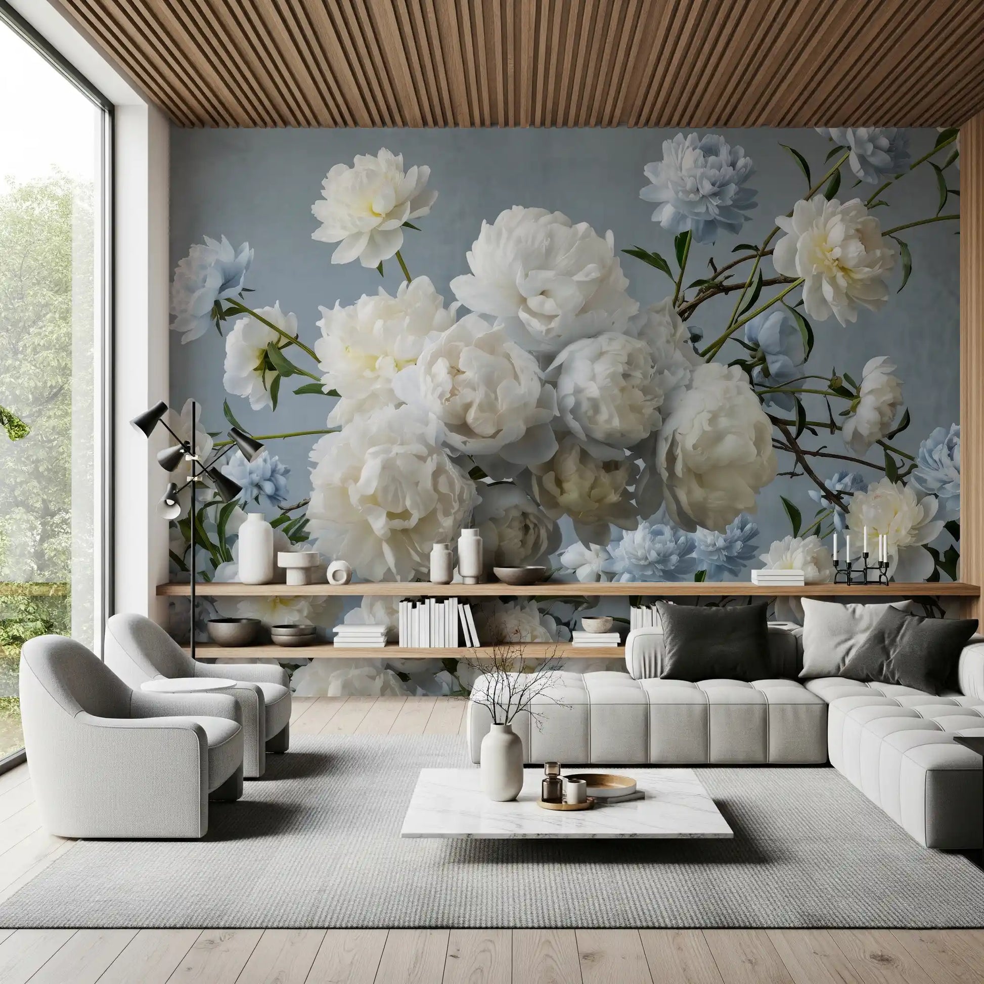 Ethereal Blue Blossom Wall Mural