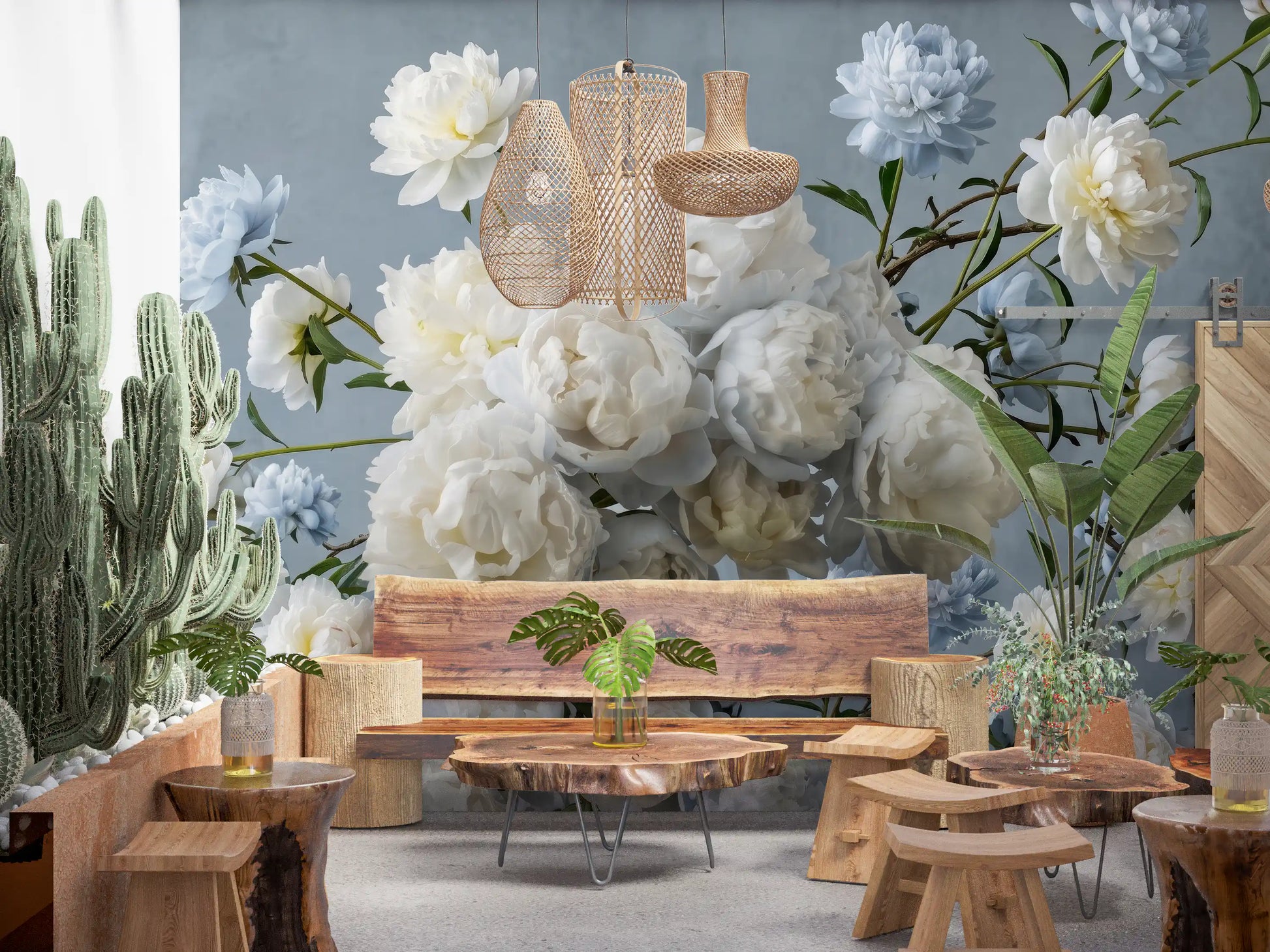 Ethereal Blue Blossom Wall Mural