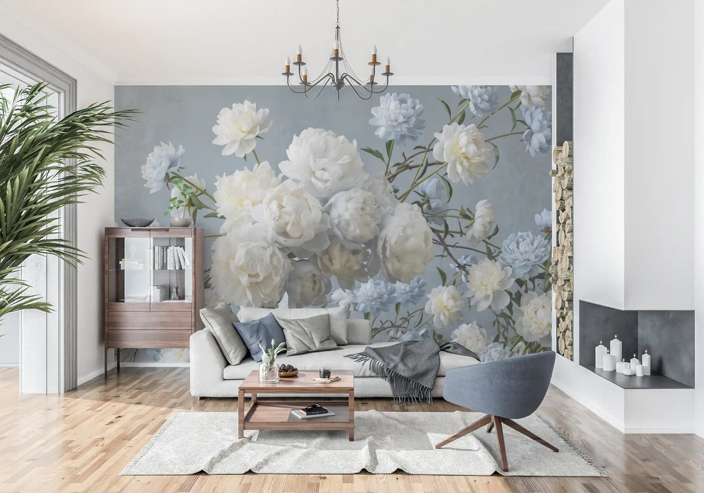 Ethereal Blue Blossom Wall Mural
