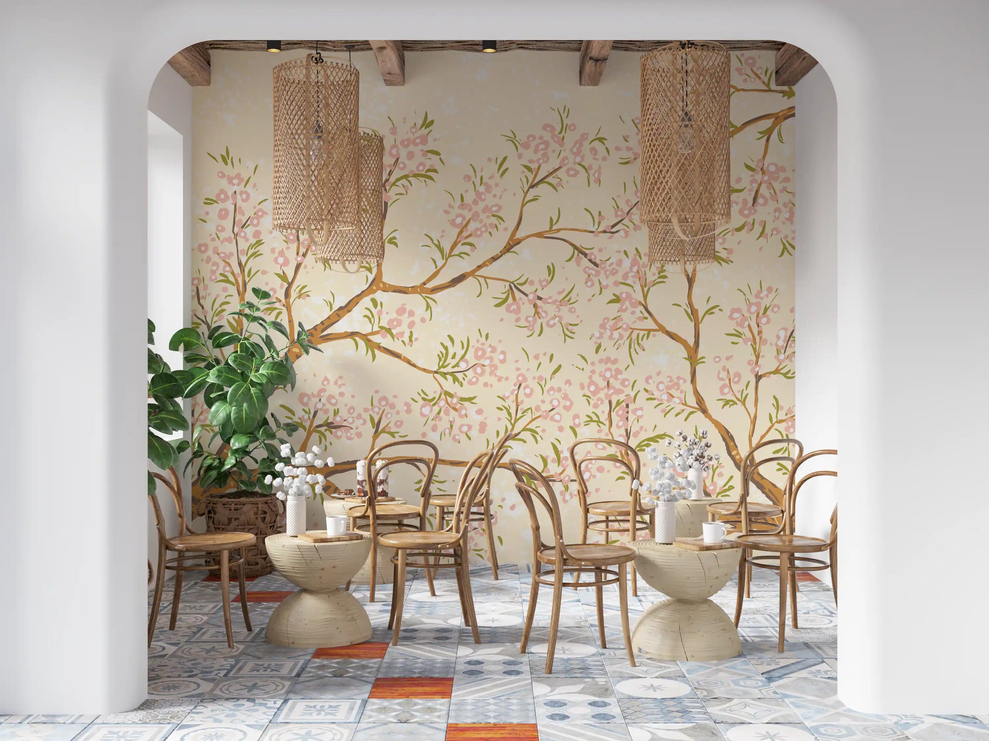 Pink Blossoms Wall Mural
