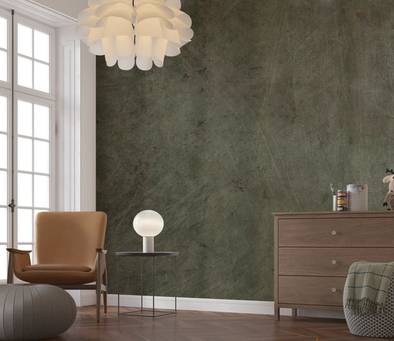 Olive and grey-green suede-look texture wall mural GD11518