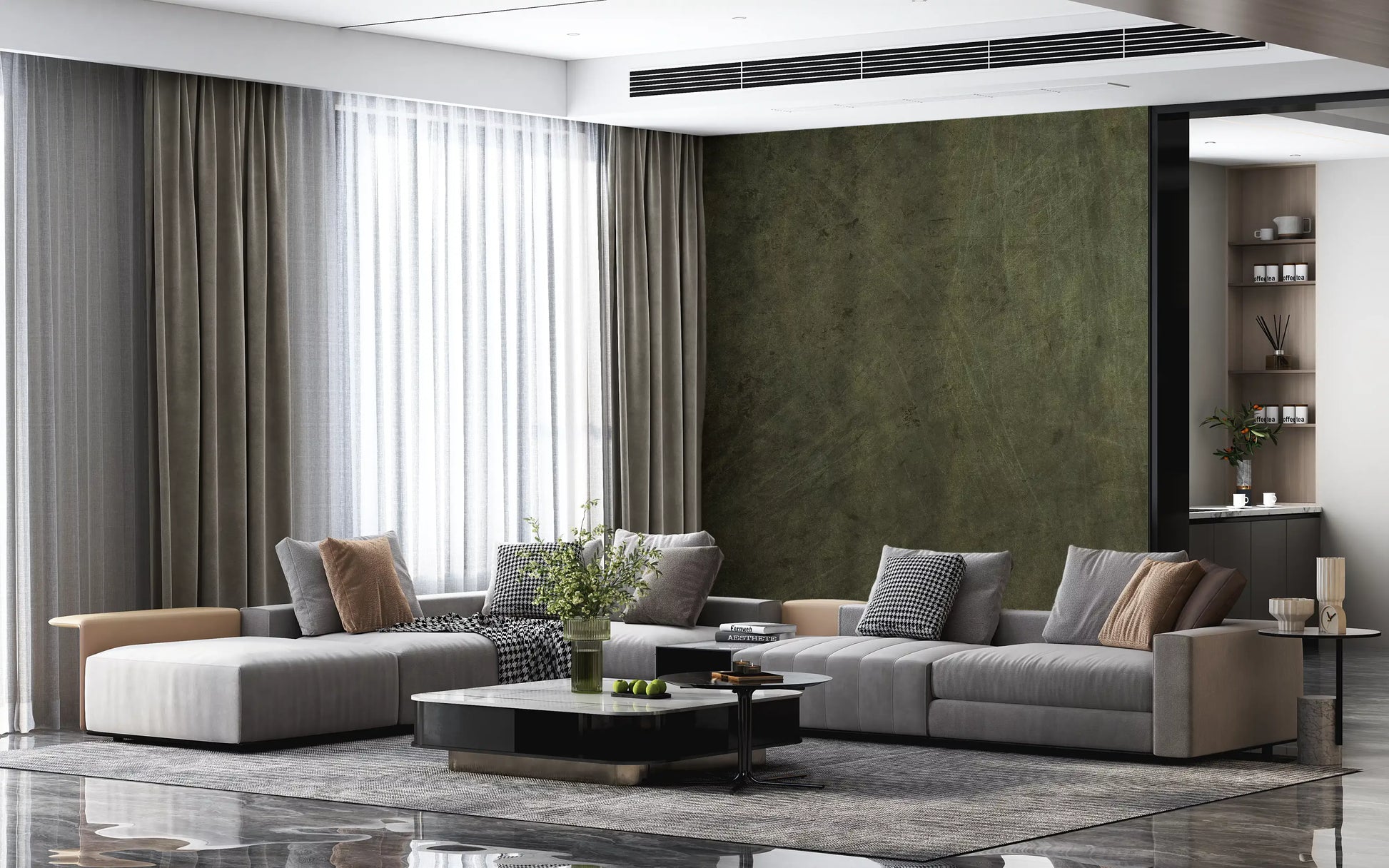 Scratched Suede - Dark Olive Wall Mural