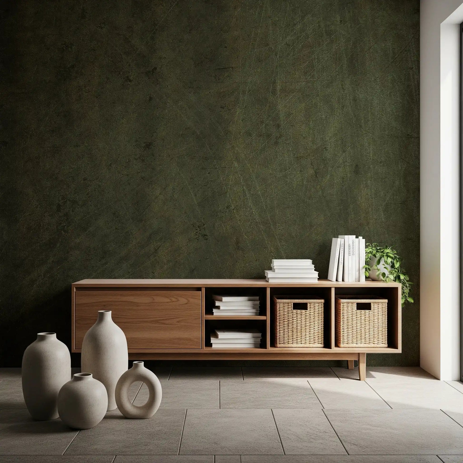 Scratched Suede - Dark Olive Wall Mural