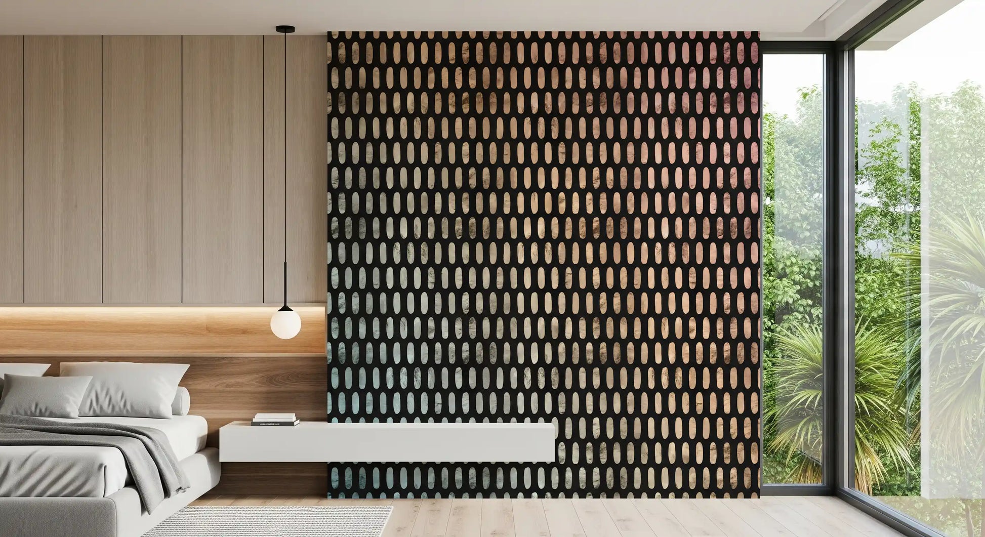 Iridescent Ovals on Black Wall Mural