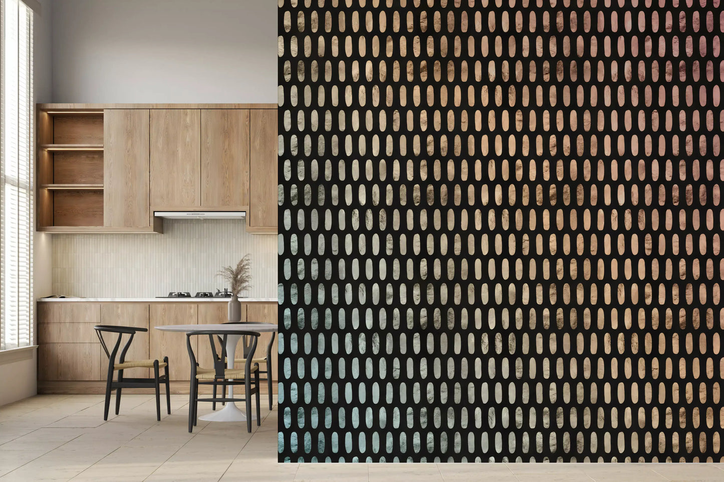 Iridescent Ovals on Black Wall Mural