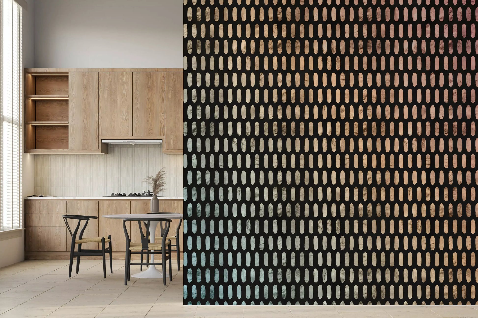 Iridescent Ovals on Black Wall Mural