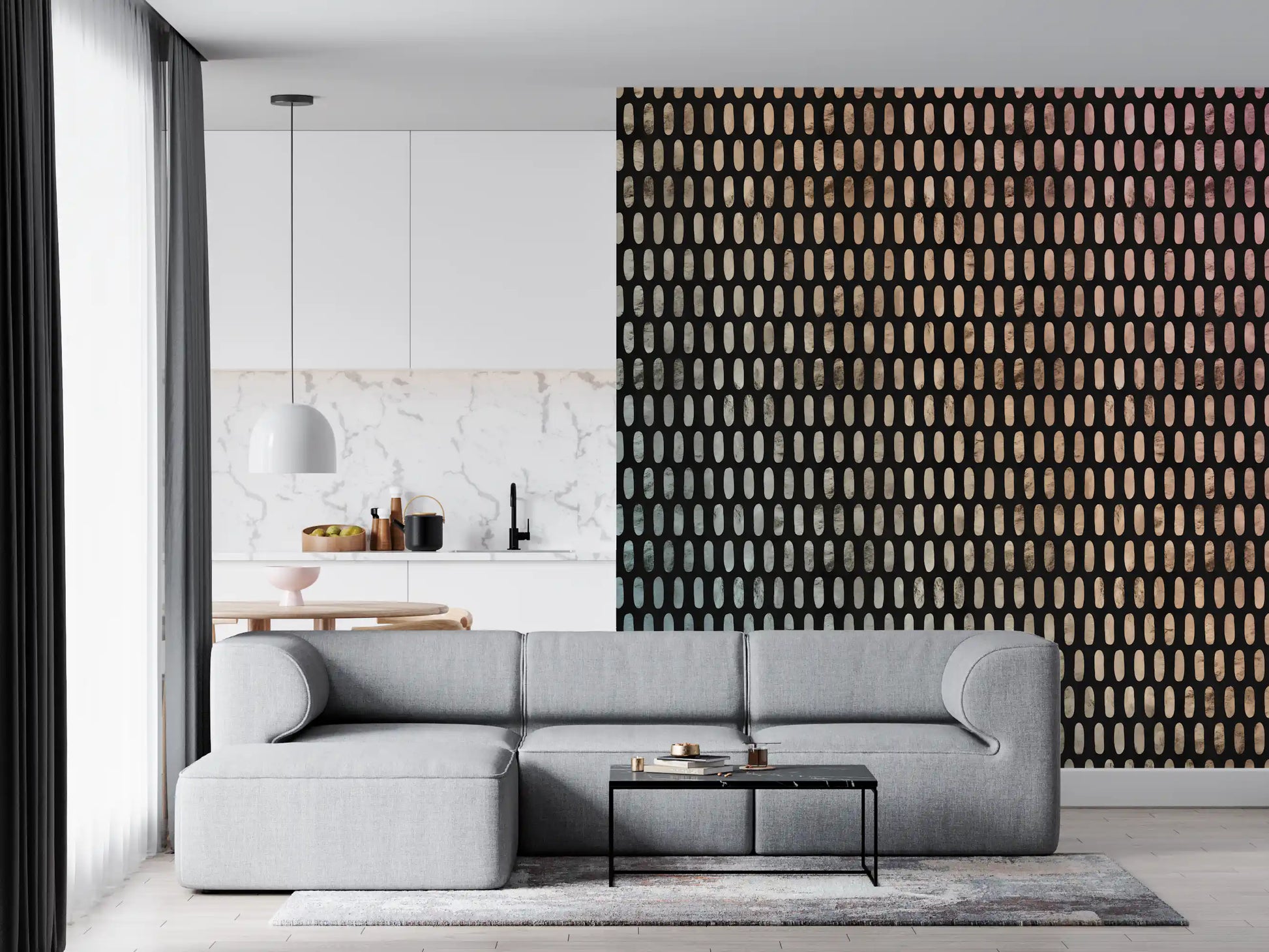 Iridescent Ovals on Black Wall Mural