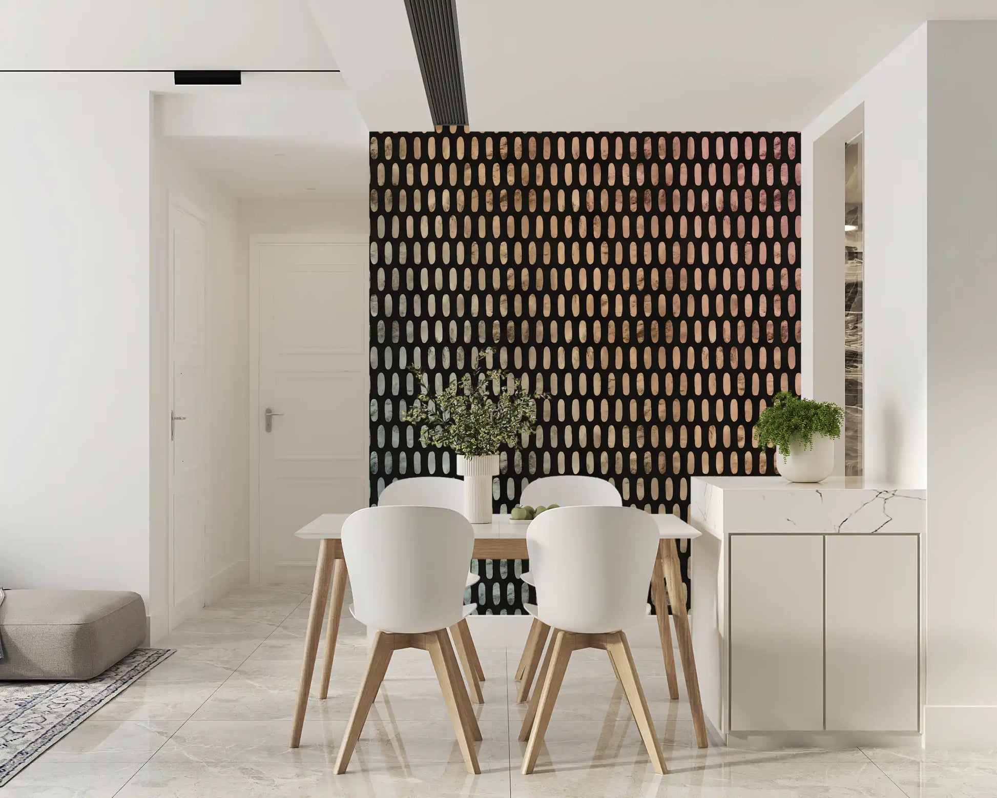 Iridescent Ovals on Black Wall Mural