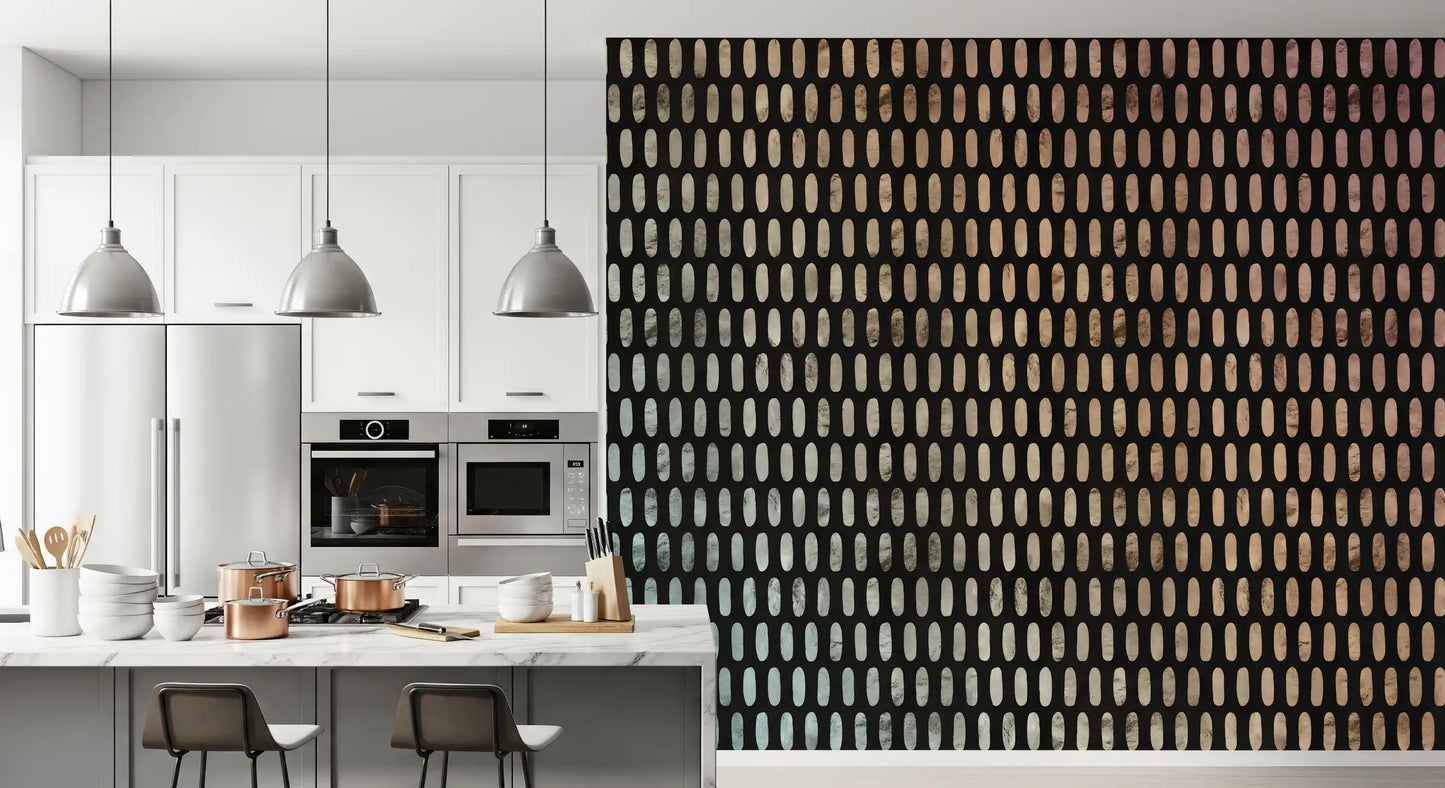 Iridescent Ovals on Black Wall Mural