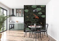 Japanese Koi Pond Woodblock Wall Mural