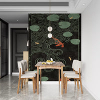 Japanese Koi Pond Woodblock Wall Mural