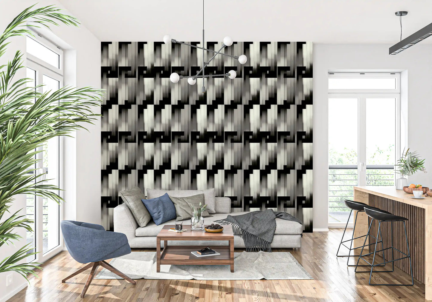 Monochrome Geometric Pre-Columbian - MOCHE Wallpaper⁠