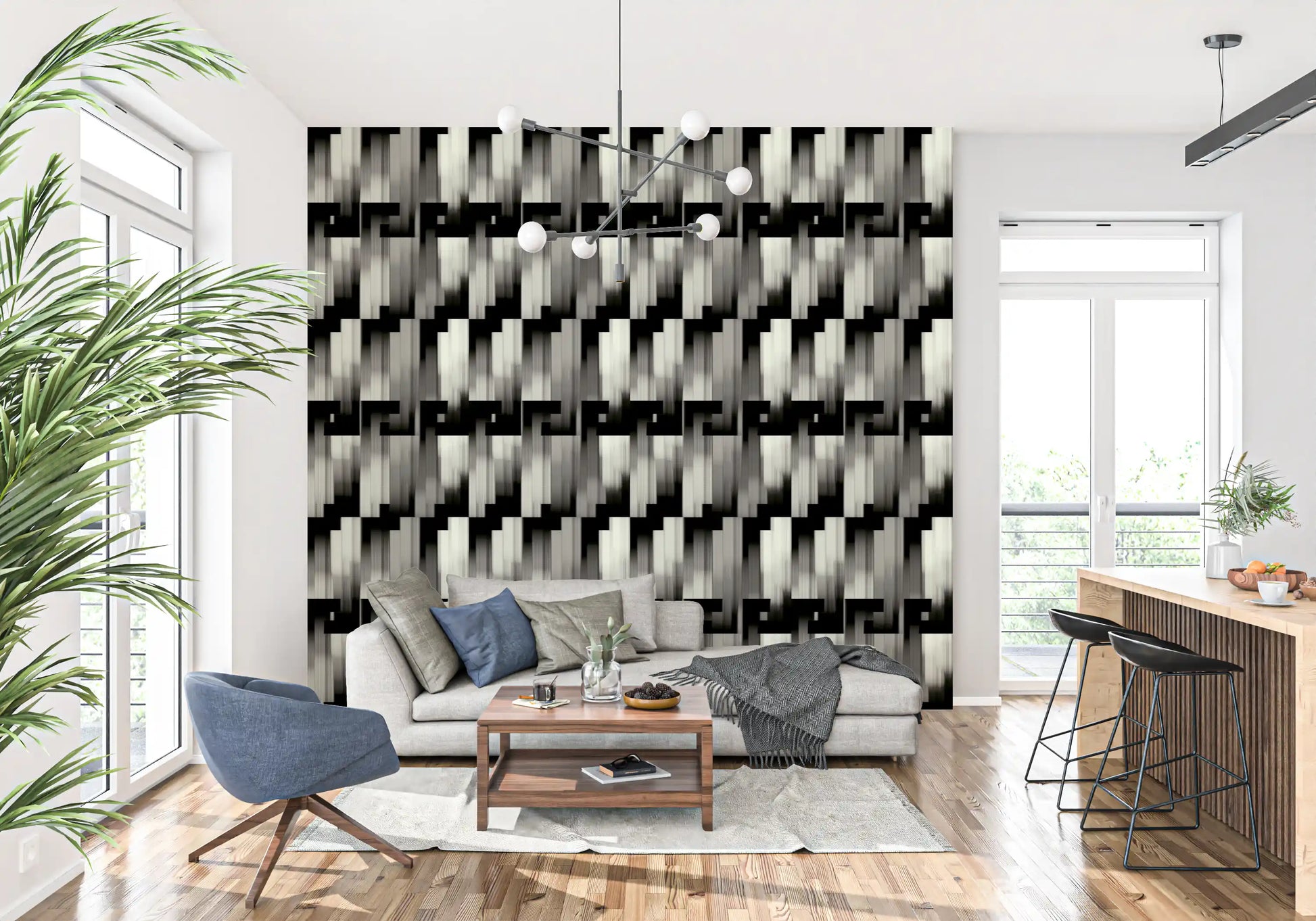 Monochrome Geometric Pre-Columbian - MOCHE Wallpaper⁠