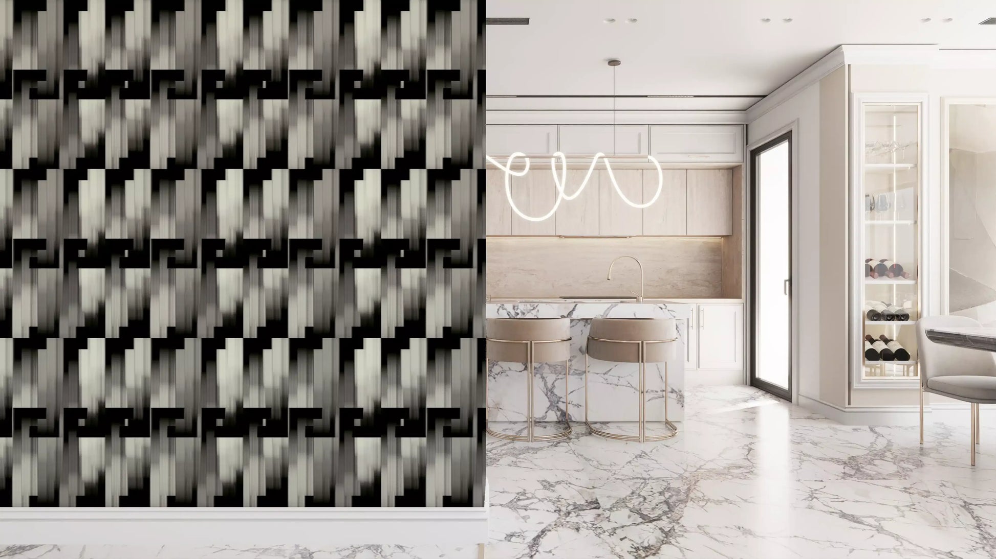 Monochrome Geometric Pre-Columbian - MOCHE Wallpaper⁠