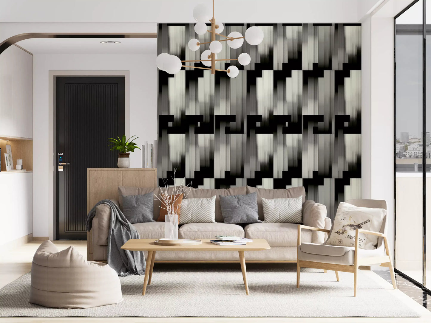 Monochrome Geometric Pre-Columbian - MOCHE Wallpaper⁠