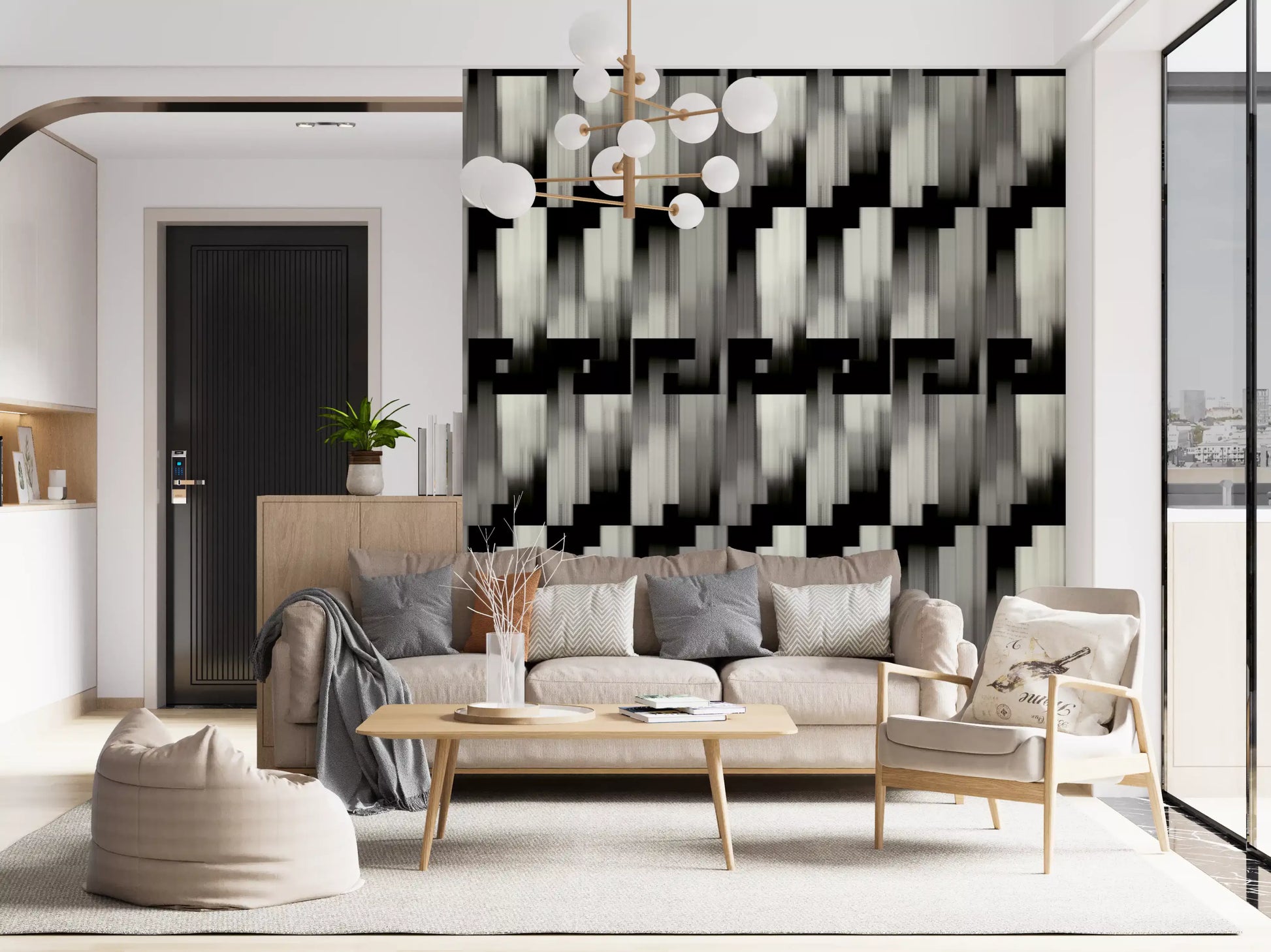 Monochrome Geometric Pre-Columbian - MOCHE Wallpaper⁠