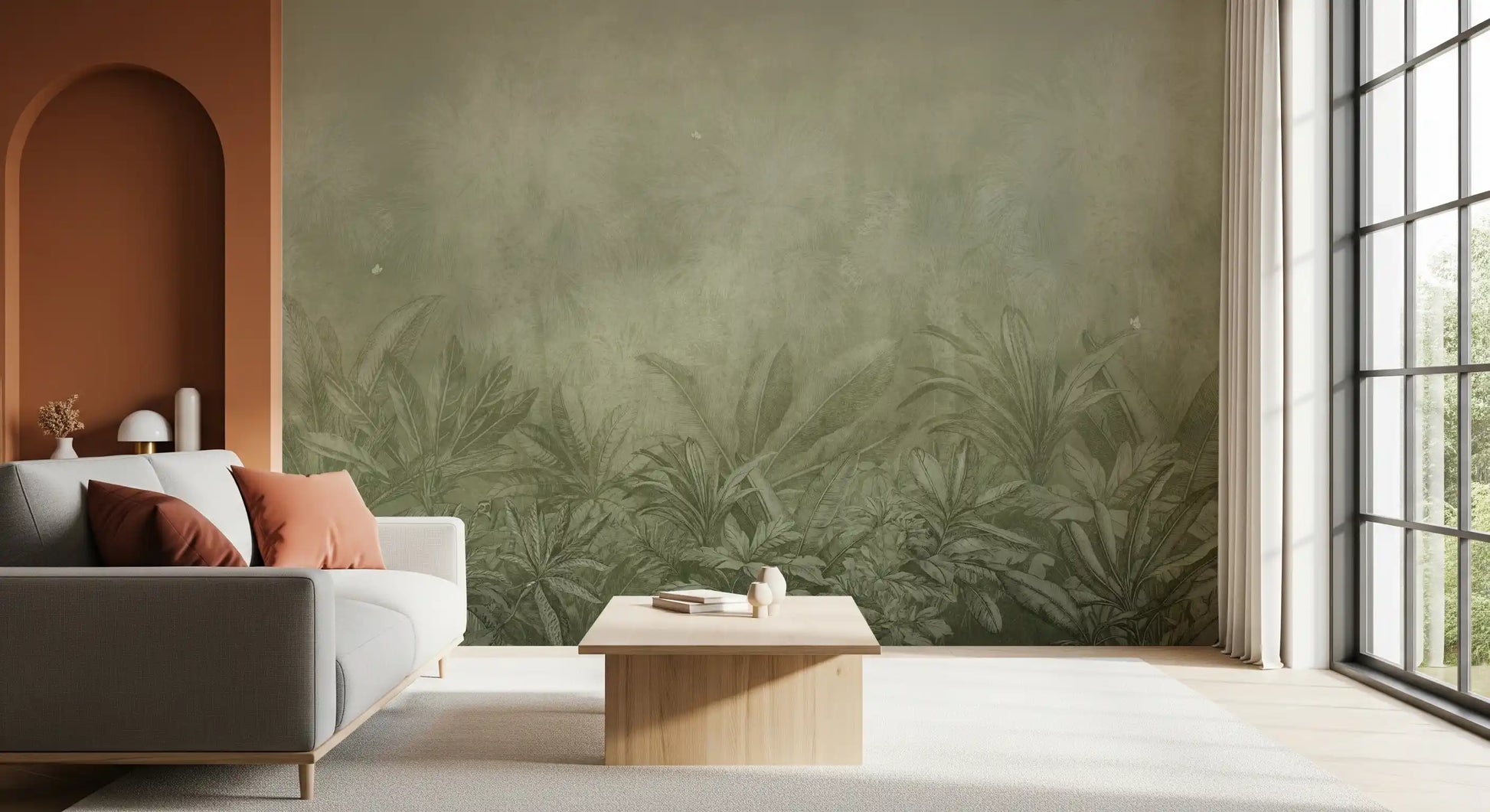 Jungle Mists - Olive Wall Mural