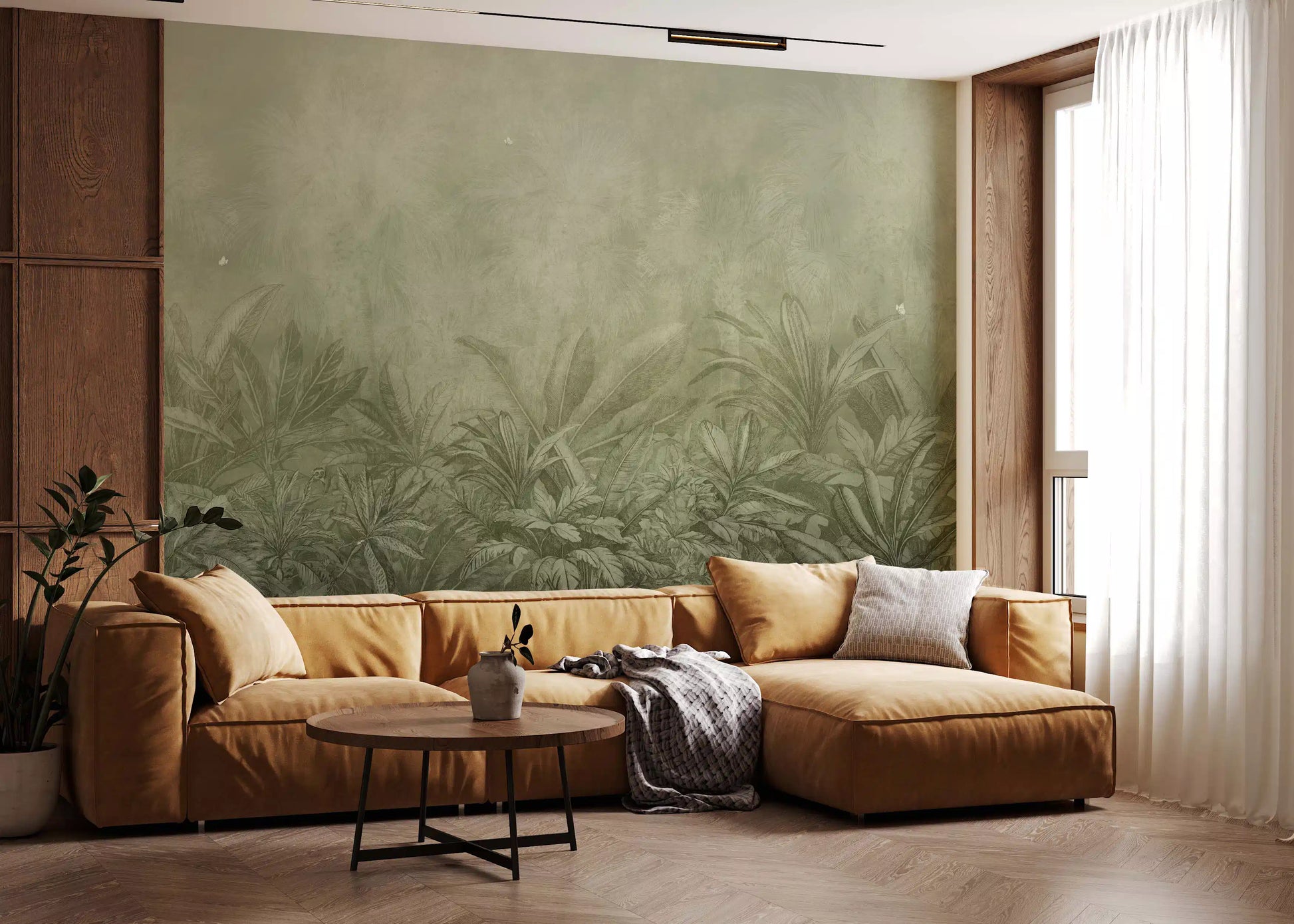 Jungle Mists - Olive Wall Mural