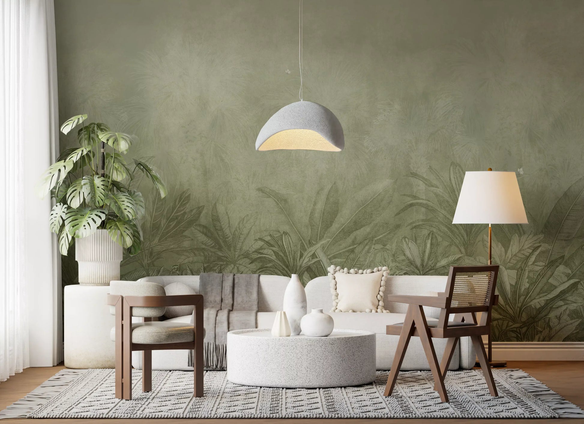 Jungle Mists - Olive Wall Mural
