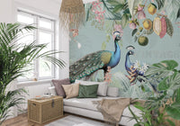 Serene Tropical Peacock Sanctuary Wall Mural